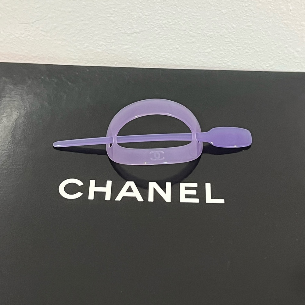 Authentic RARE CHANEL Lilac Resin Hair Slide with Stick